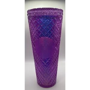 NEW STARBUCKS Spring 2023 Iridescent Purple Pink 24 oz Cold Cup Tumbler Jeweled
